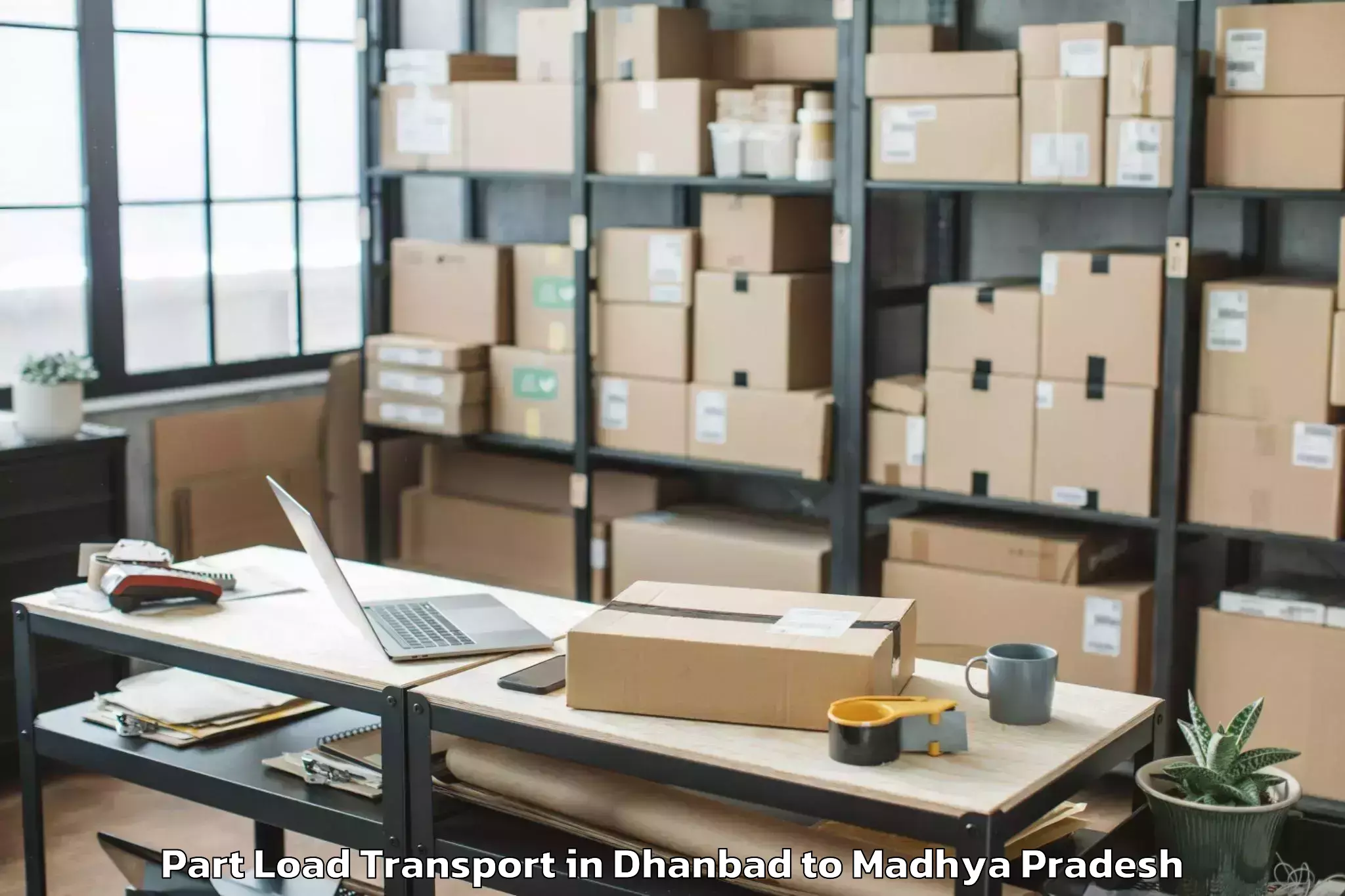 Book Dhanbad to Rehti Part Load Transport Online